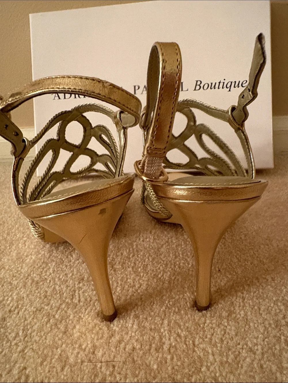 Adrianna Papell Metallic Gold Braided Heels